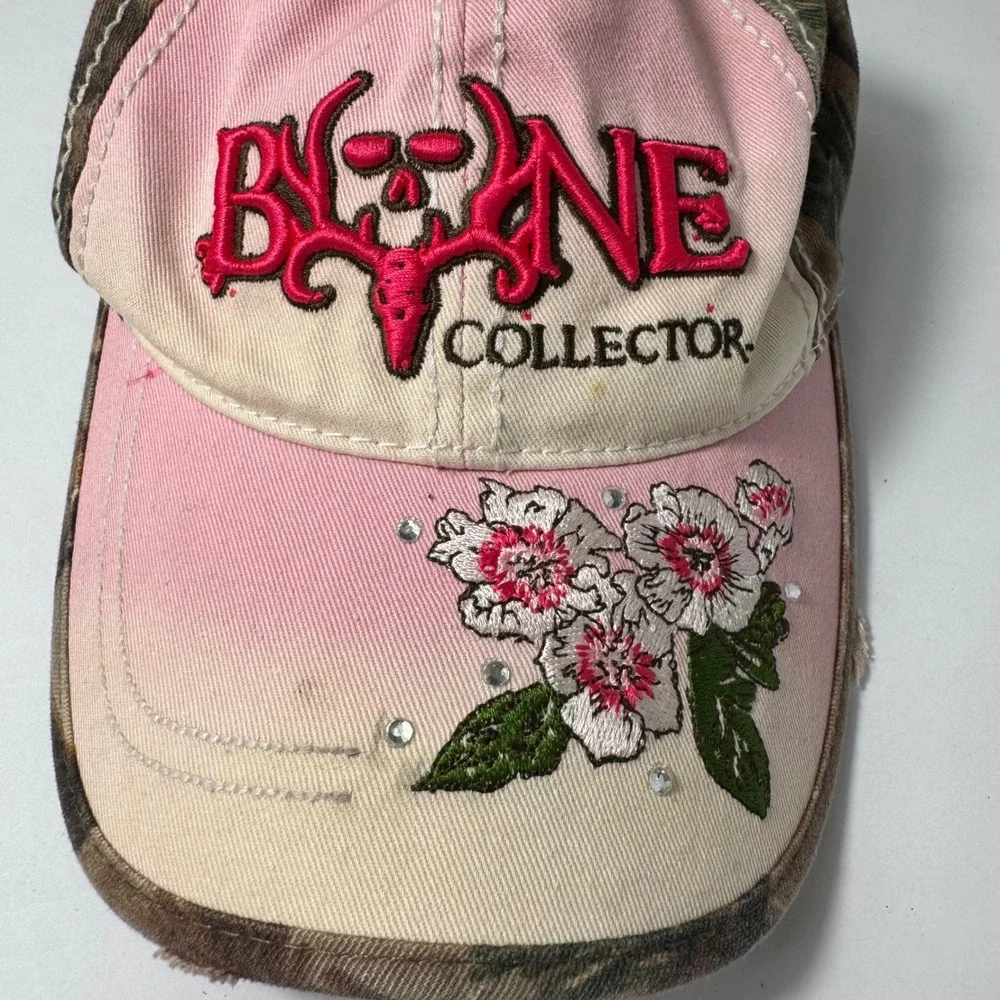 Vtg Y2K Bone Collector Camo Pink Grunge Floral‎ Hat Cap Adjustable